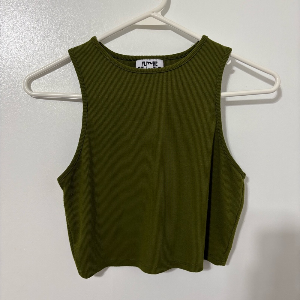 Flybye Olive Ribbed Crop Top